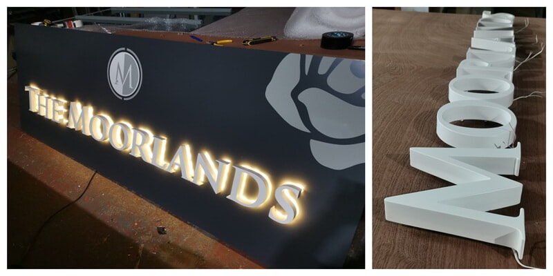 A collage of The Moorlands LED signage.